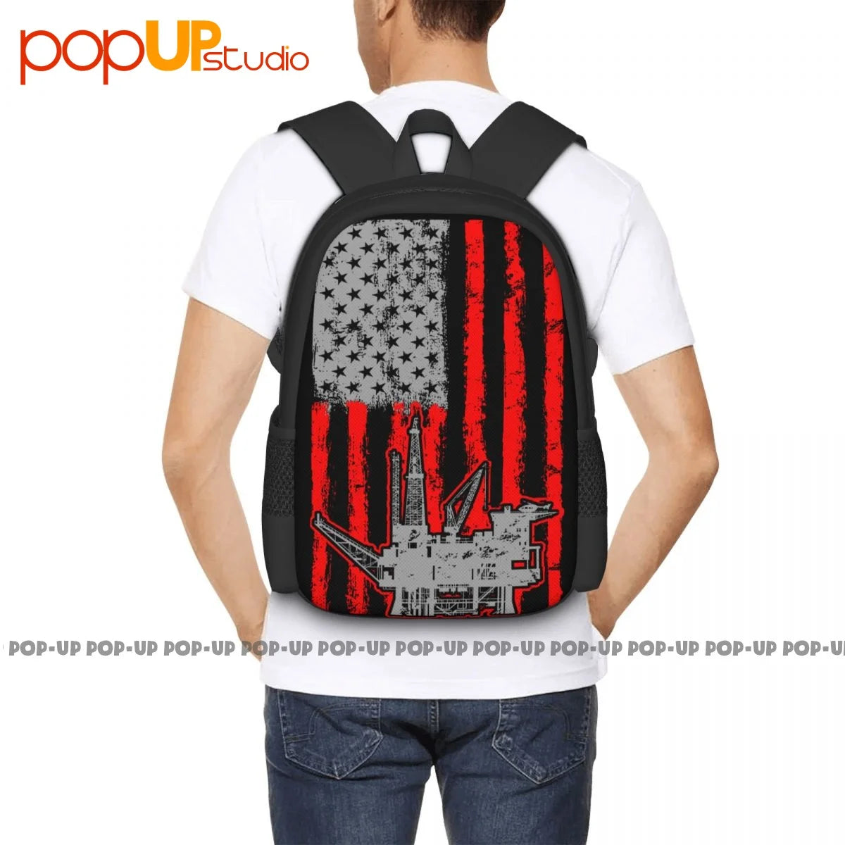 Oilfield American Flag Oil Worker Backpack