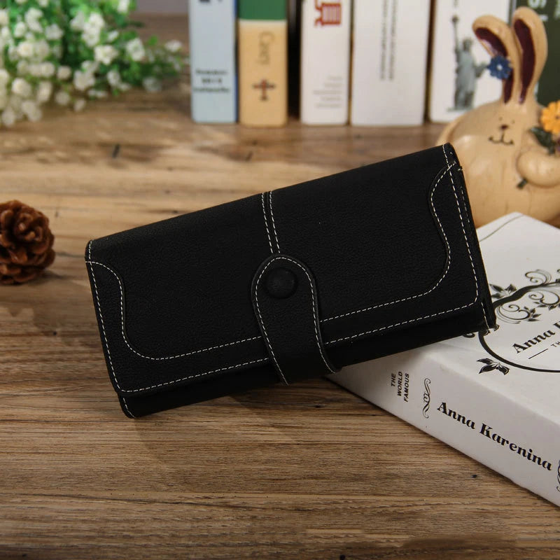Okolive WB0005 Women Long Retro Frosted Embroidered Wallet Handbag