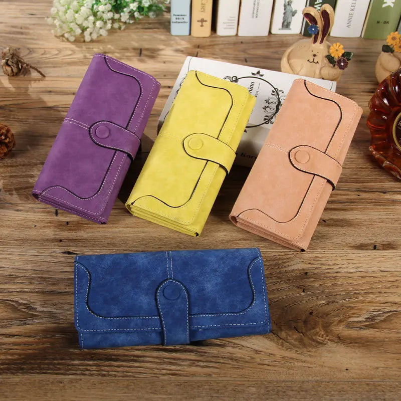 Okolive WB0005 Women Long Retro Frosted Embroidered Wallet Handbag