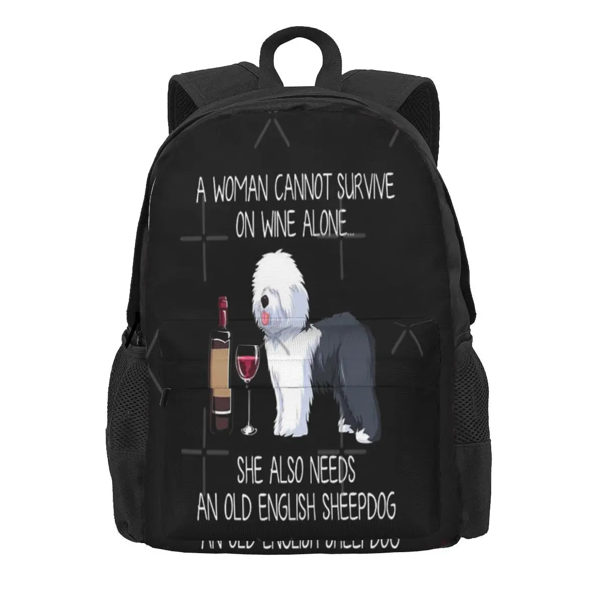 Old English Sheepdog And Wine Backpack