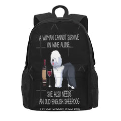 Old English Sheepdog And Wine Backpack