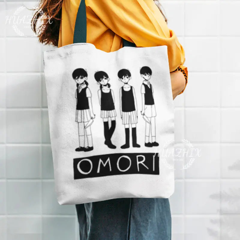 Omori Canvas Shoulder Bag Large Shopper Beach School Cartoon Eco Reusable
