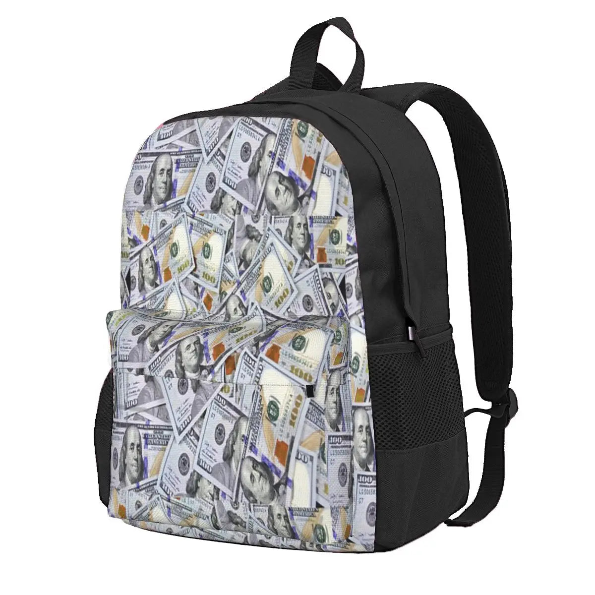 Waterproof Men's Backpack with $100 Bills Print