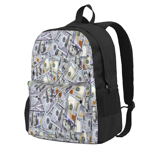 Waterproof Men's Backpack with $100 Bills Print