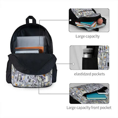 Waterproof Men's Backpack with $100 Bills Print