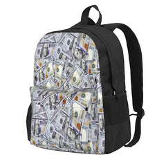 Waterproof Men's Backpack with $100 Bills Print