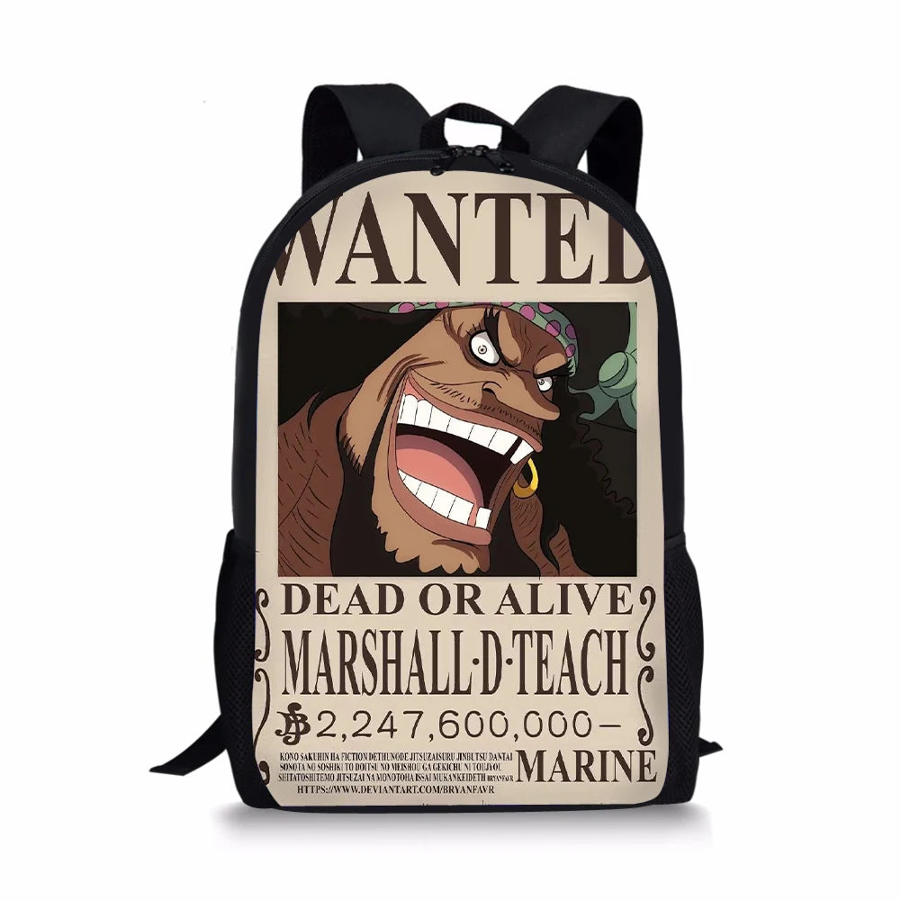One Piece Print Backpack Portable Casual Outdoor Travel Children's Knapsack