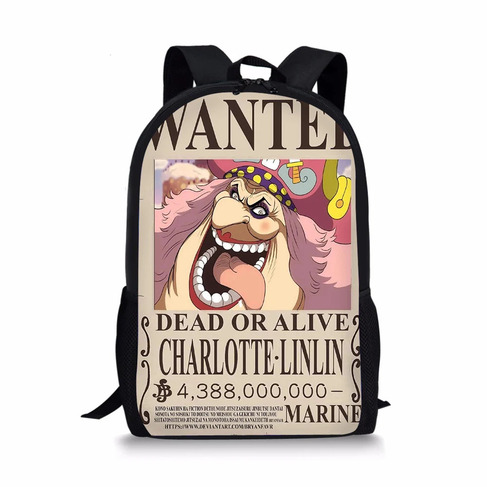 One Piece Print Backpack Portable Casual Outdoor Travel Children's Knapsack