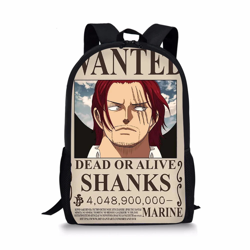 One Piece Print Backpack Portable Casual Outdoor Travel Children's Knapsack