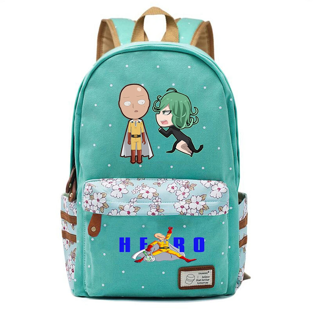 One Punch-Man Zipper Print Backpack Student Schoolbag