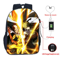 One Punch USB Charge School Bag Men Women Boys Girls Daily School Bag