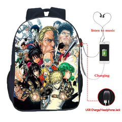 One Punch USB Charge School Bag Men Women Boys Girls Daily School Bag