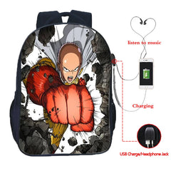 One Punch USB Charge School Bag Men Women Boys Girls Daily School Bag