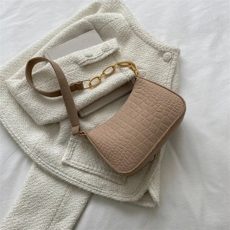 Crocodile Felt One Shoulder Bag Women's Handbag