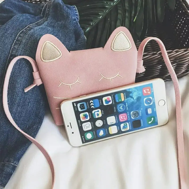 One-shoulder Cartoon Kids Bag Mini Princess Embroidered Kitten Bag