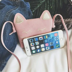 One-shoulder Cartoon Kids Bag Mini Princess Embroidered Kitten Bag