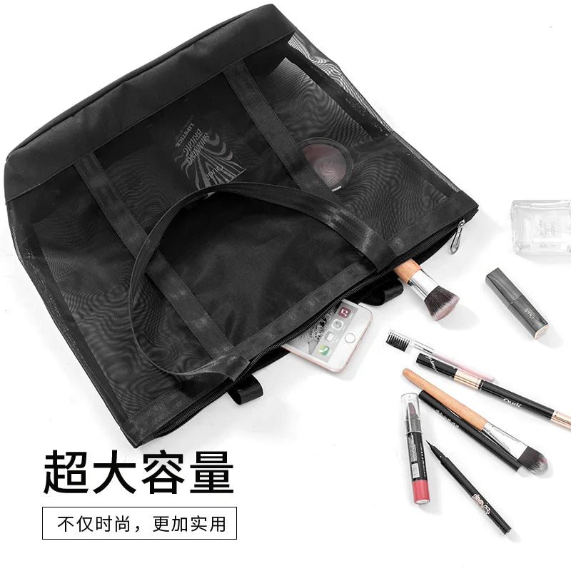 Large Capacity Mesh Beach Bag Portable Mommy Bag