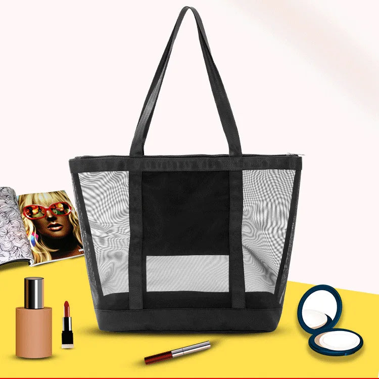 Large Capacity Mesh Beach Bag Portable Mommy Bag