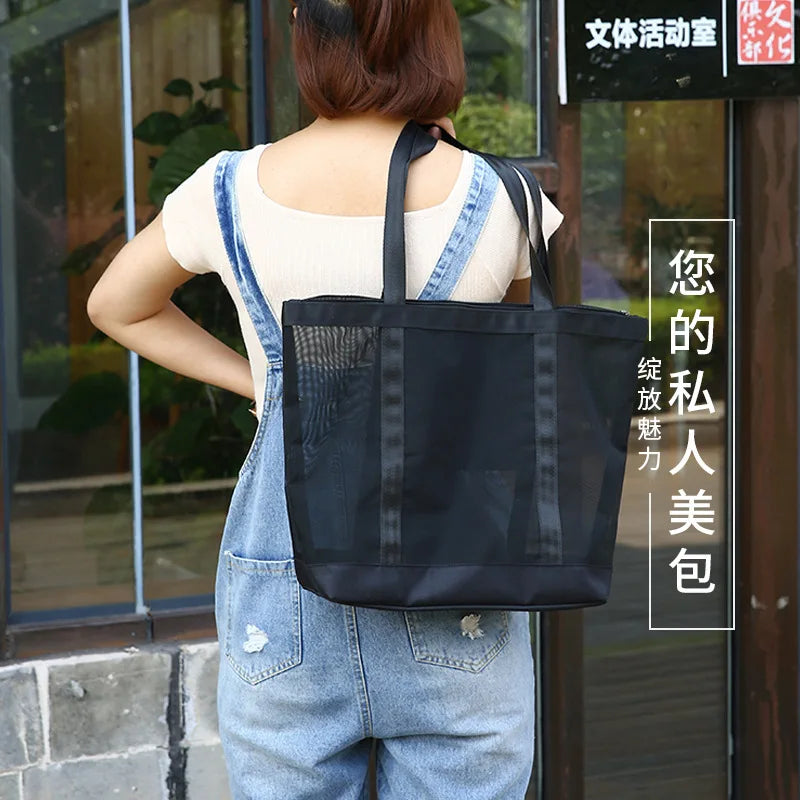 Large Capacity Mesh Beach Bag Portable Mommy Bag