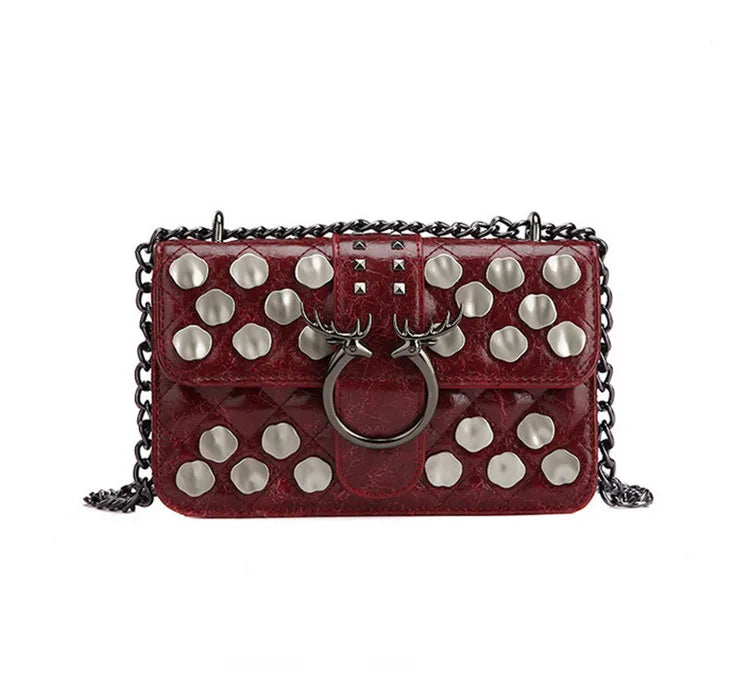 Red Packets Shoulder Bag with Rivet Chain