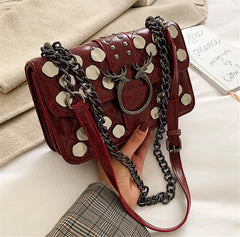 Red Packets Shoulder Bag with Rivet Chain