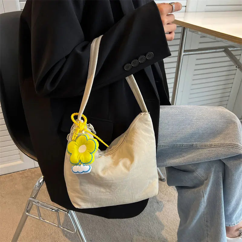 Small Orange Canvas Shoulder Bag for Women