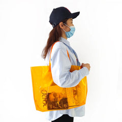 Orange PVC Shopping Bag High Handbag Waterproof Large Capacity
