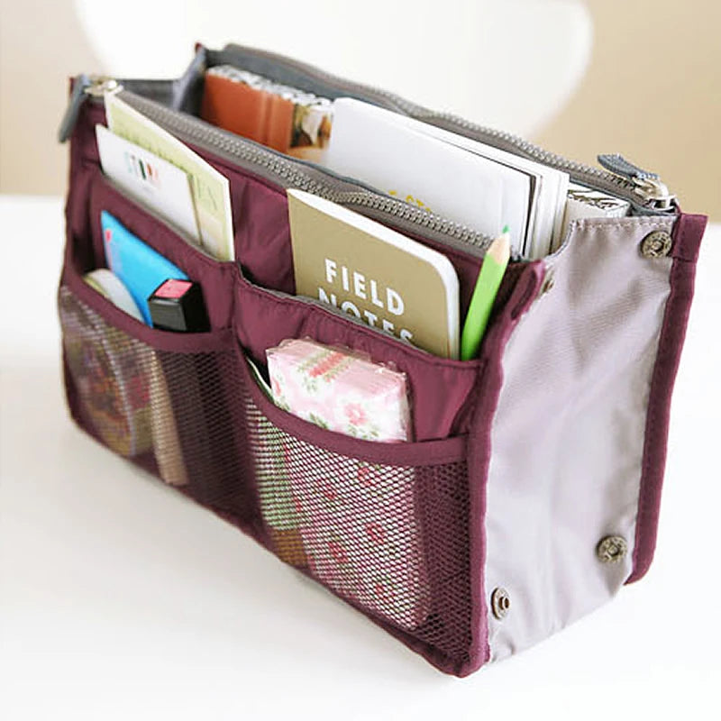 Nylon Travel Insert Organizer Handbag Purse Cosmetic Bag