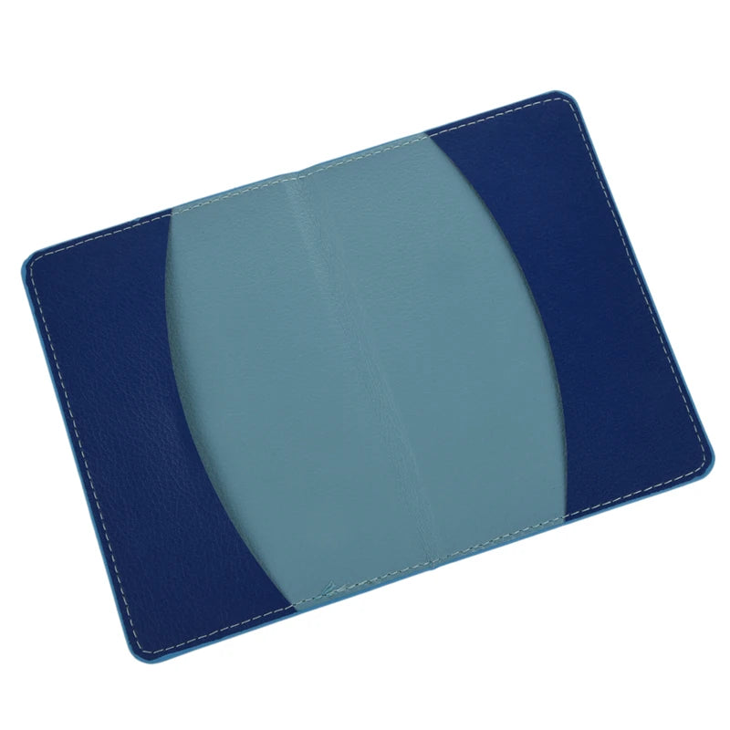 Blue Leather Passport Holder Organizer