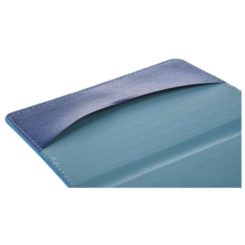 Blue Leather Passport Holder Organizer