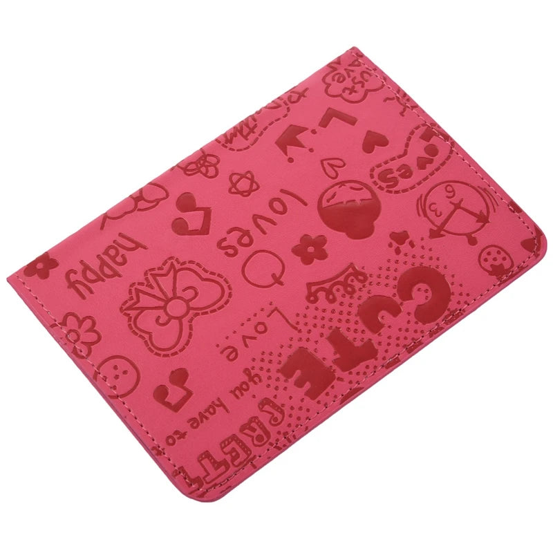 Leather Passport Holder-Rose Red