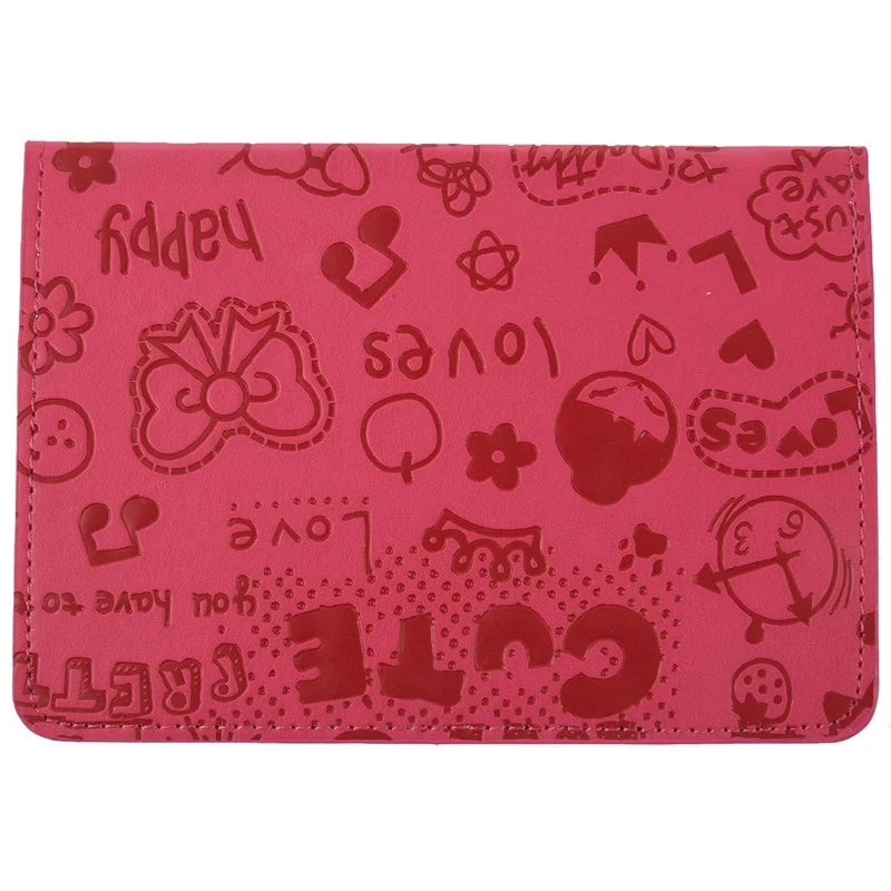 Leather Passport Holder-Rose Red