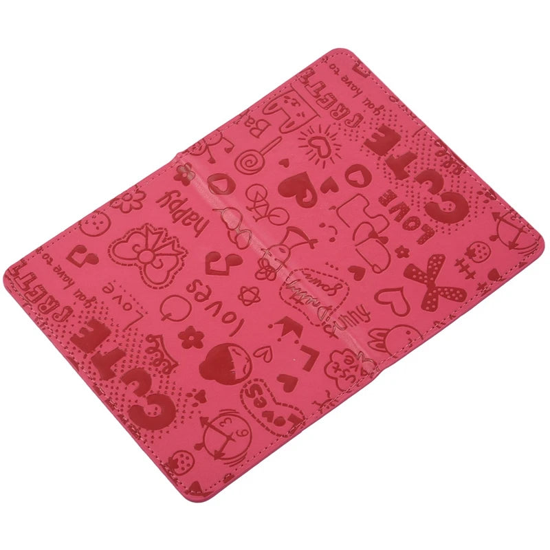 Leather Passport Holder-Rose Red