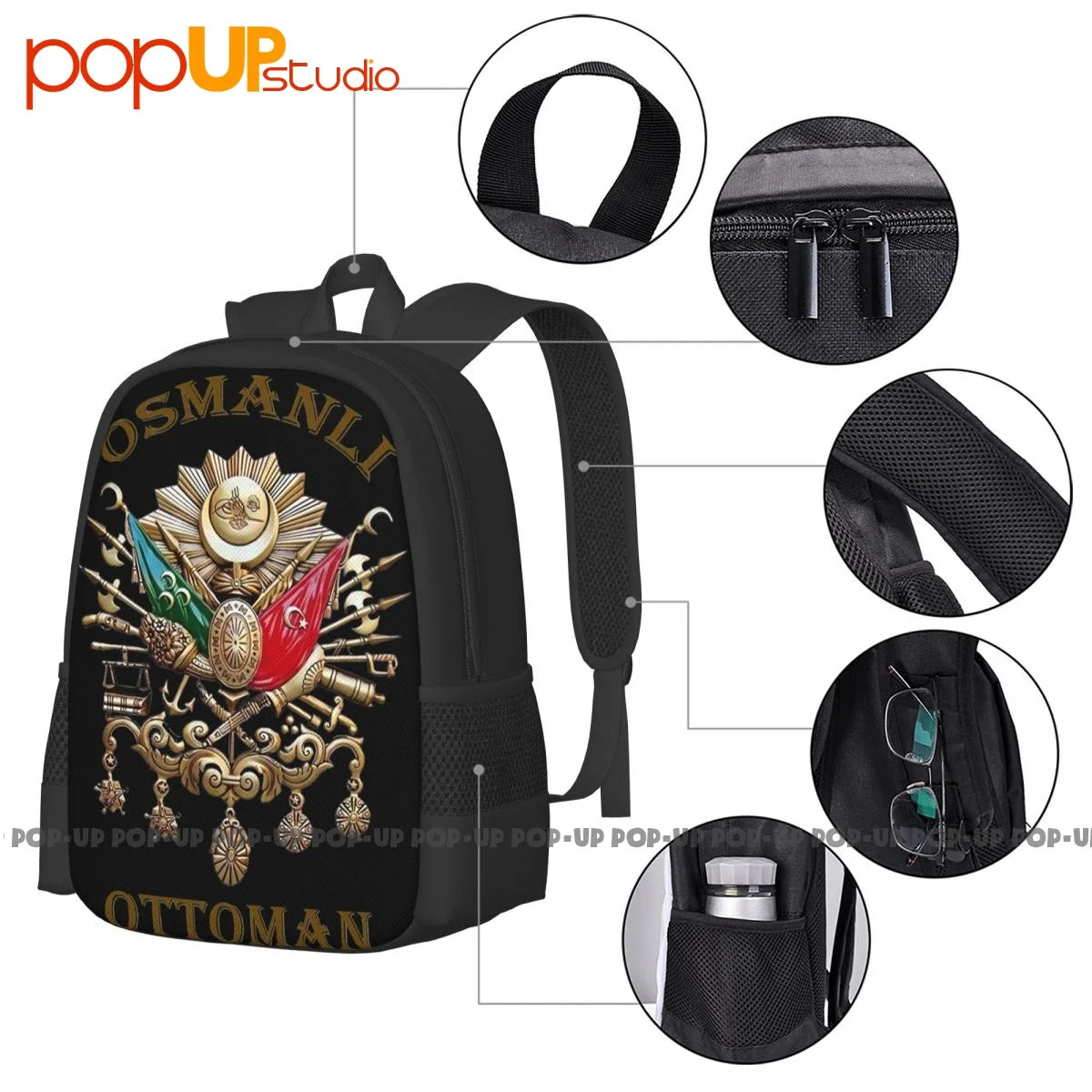 Ottoman State Army Backpack Large Capacity Gym Art Print Sports Style