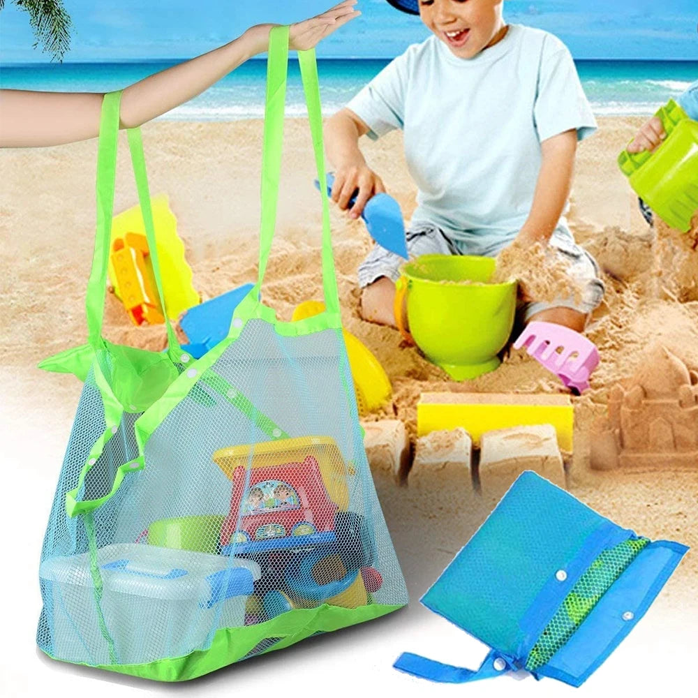 Beach Mesh Shoulder Bag Foldable Kids Toys Towel Bags Toy Storage