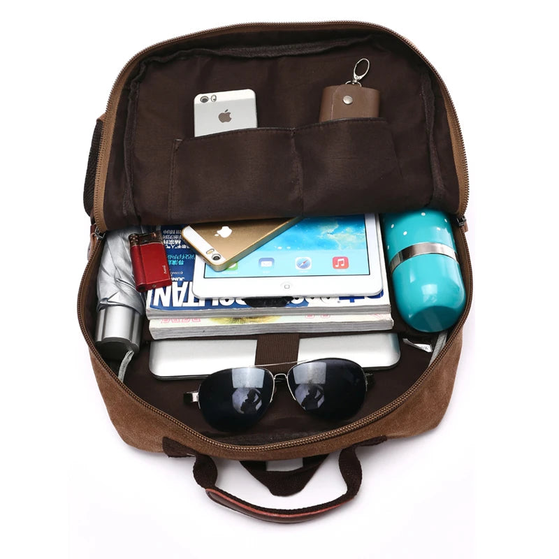 Vintage Canvas Laptop Backpack 15.6 inch Multifunctional Rucksack