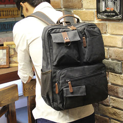 Vintage Canvas Laptop Backpack 15.6 inch Multifunctional Rucksack