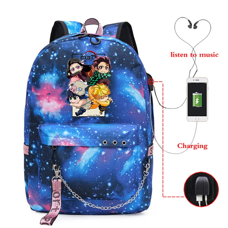 Demon Slayer Manga Backpack Sports Grocery Climbing Bag