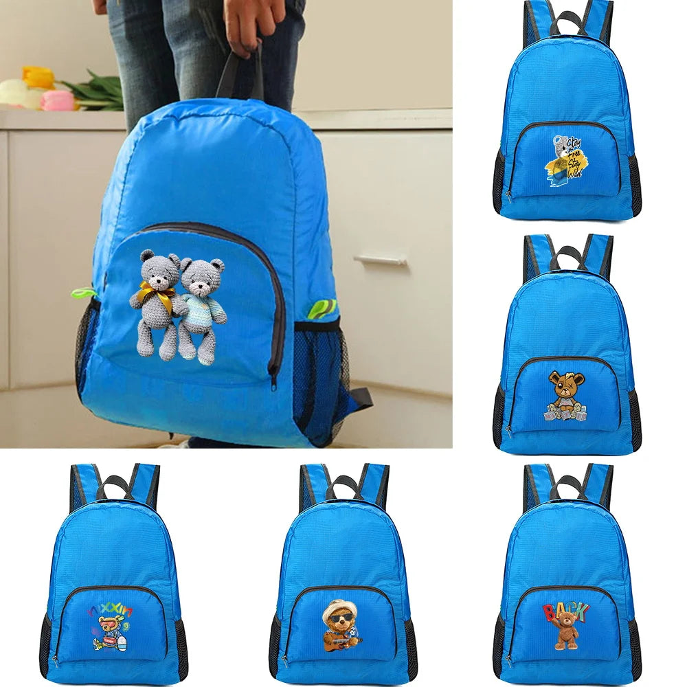 Foldable Bear Print Outdoor Travel Backpack Lightweight Rucksack
