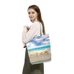 Shell Printed Handbags Eco Friendly High Capacity Shoulder Bag