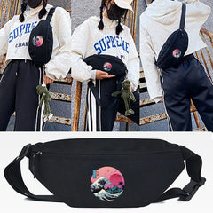 Wave Print Waist Bag Crossbody Pouch Zip Shoulder Fanny Pack