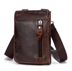 Retro Cowhide Waist Bag for Men - Small Phone Belt Bag