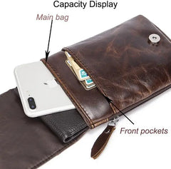Retro Cowhide Waist Bag for Men - Small Phone Belt Bag