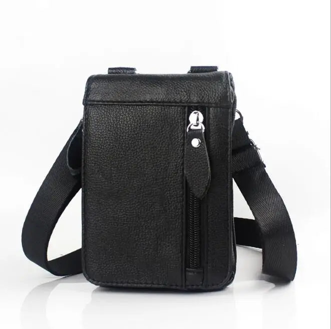 Retro Cowhide Waist Bag for Men - Small Phone Belt Bag