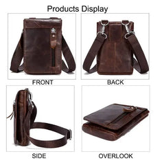 Retro Cowhide Waist Bag for Men - Small Phone Belt Bag
