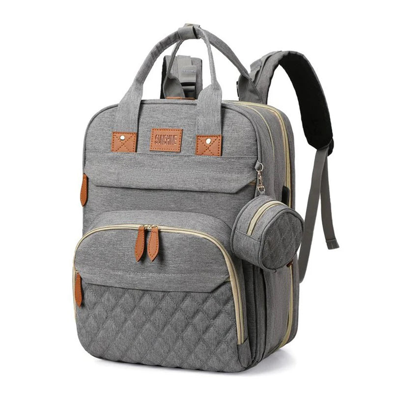 Outting Folding Mummy Bag Diaper Bag Large Capacity Backpack