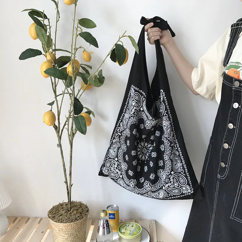Large Paisley Printing Slouch Bag Women Casual Shopper Bag