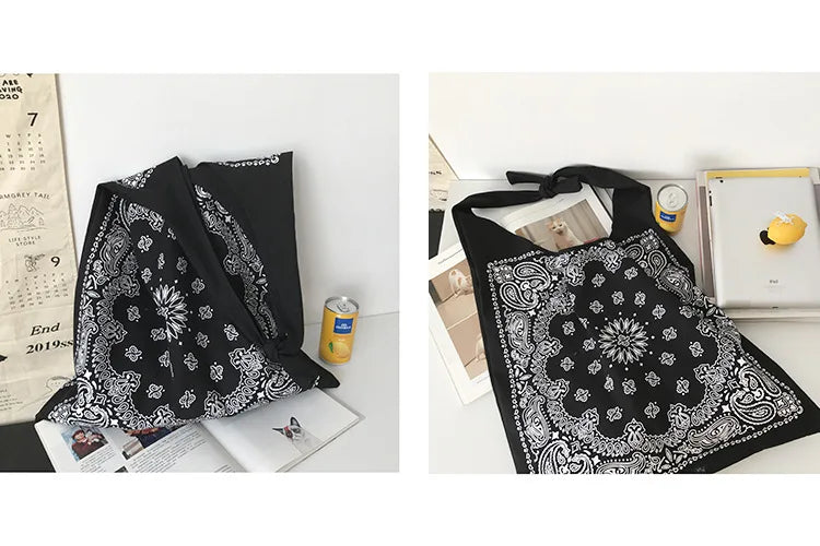 Large Paisley Printing Slouch Bag Women Casual Shopper Bag