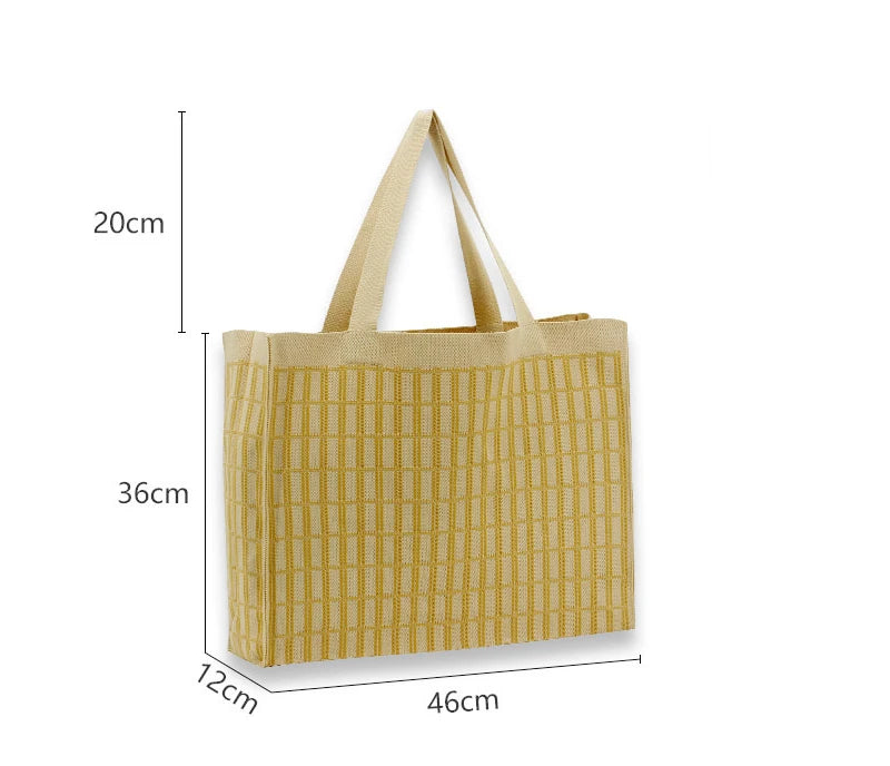 Large Casual Crochet Tote Bag Oversized Capacity Beach Woven Square Weekender