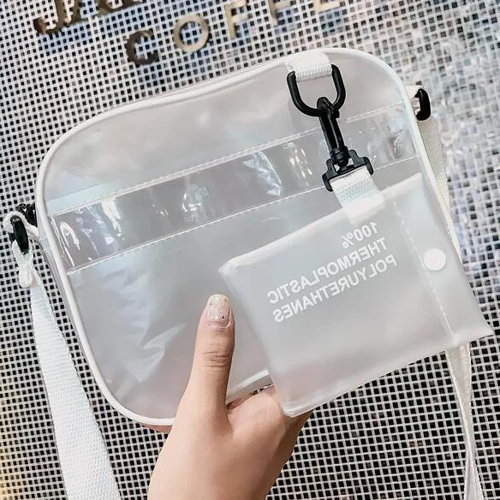 Solid Jelly Handbag for Women Transparent Diagonal Package